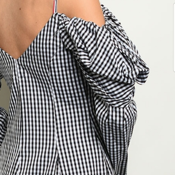 Black/White Gingham Hi Low Dress - Picture 3 of 7